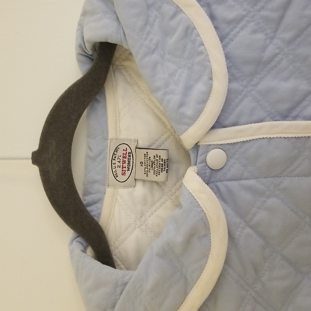 Anthropologie Sitwell Light Blue Quilted Barn Coat 10 - Picture 3 of 6